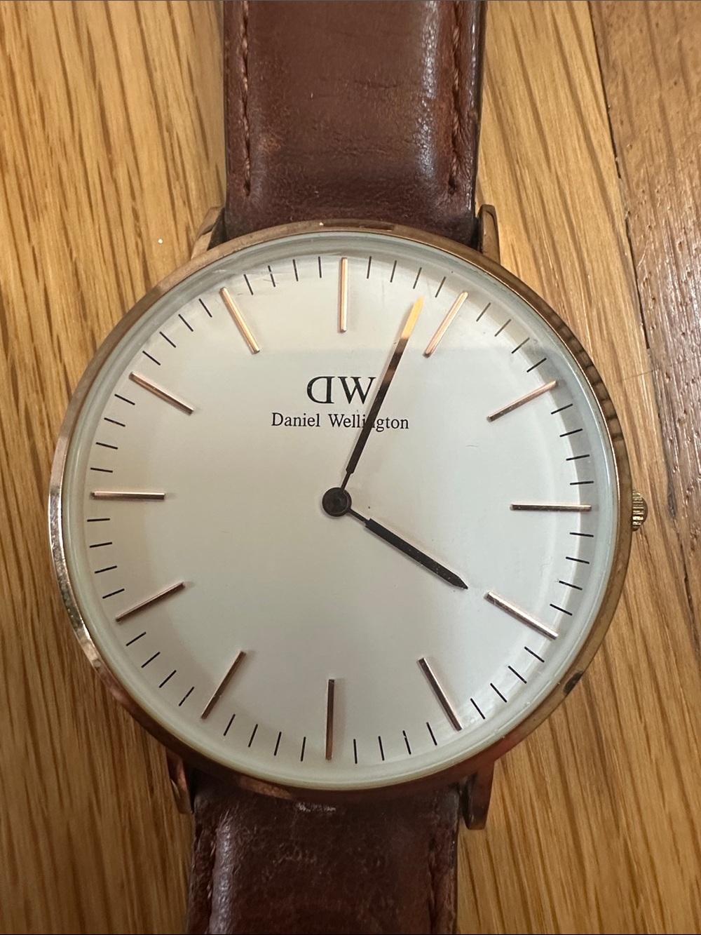 Daniel Wellington White Dial Gold Case Brown Leather Strap Watch - Picture 3 of 5
